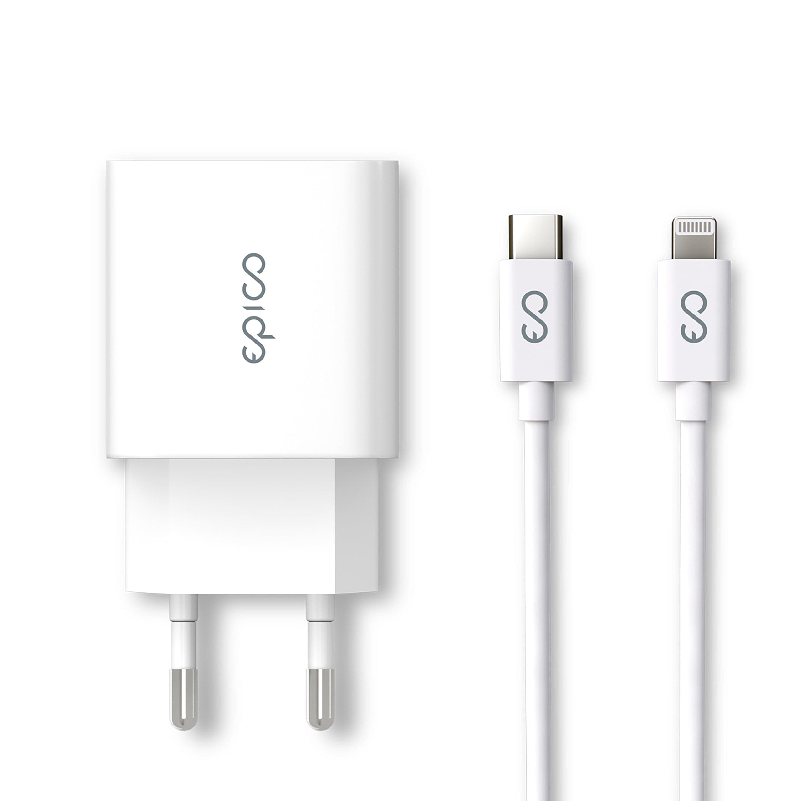 Epico iPhone Lade-Set Ladegerät 20W USB-C mit Ladekabel USB-C-Lightning