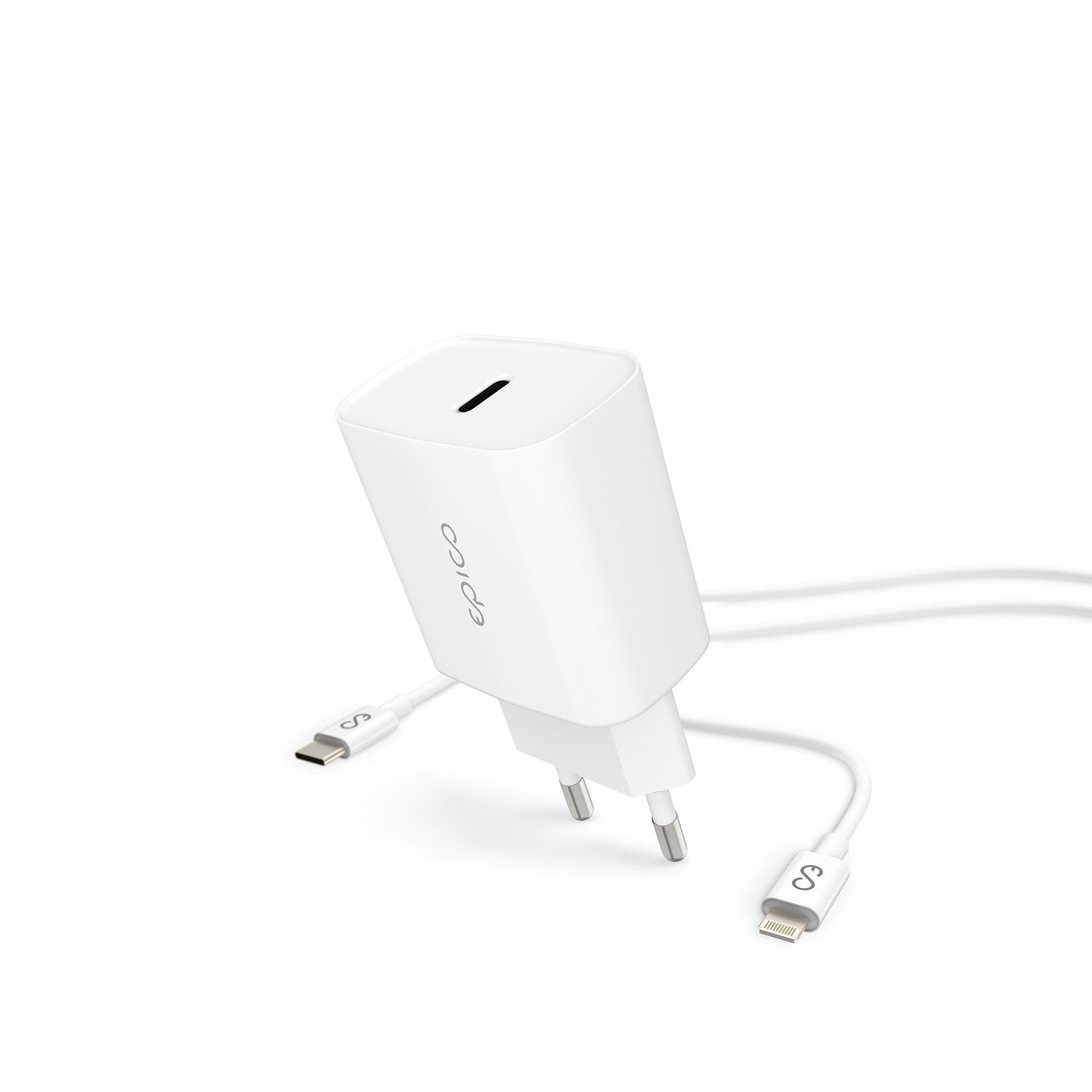 Epico iPhone Lade-Set Ladegerät 20W USB-C mit Ladekabel USB-C-Lightning