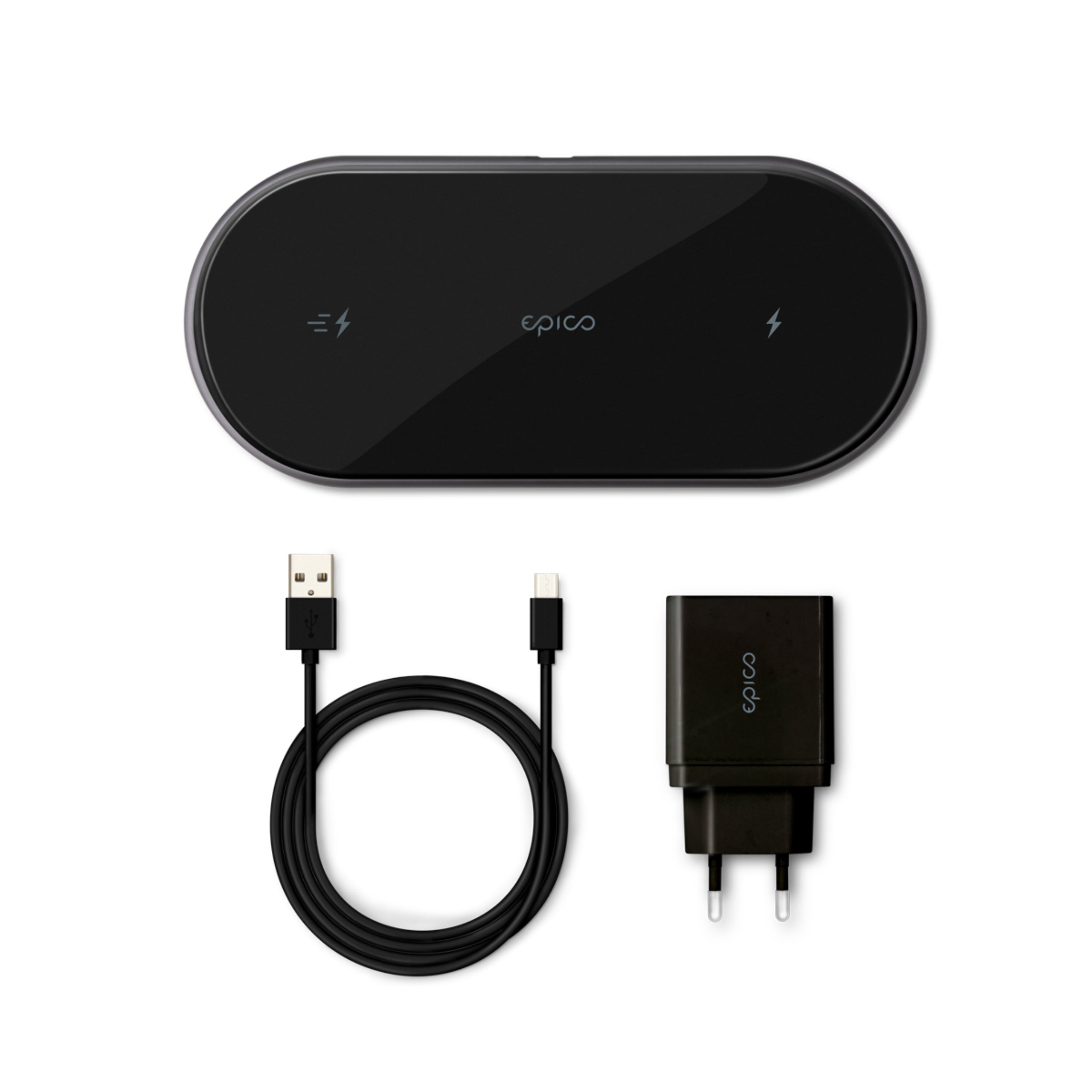 Epico Ultraslim Dual Wireless Charger + Adapter