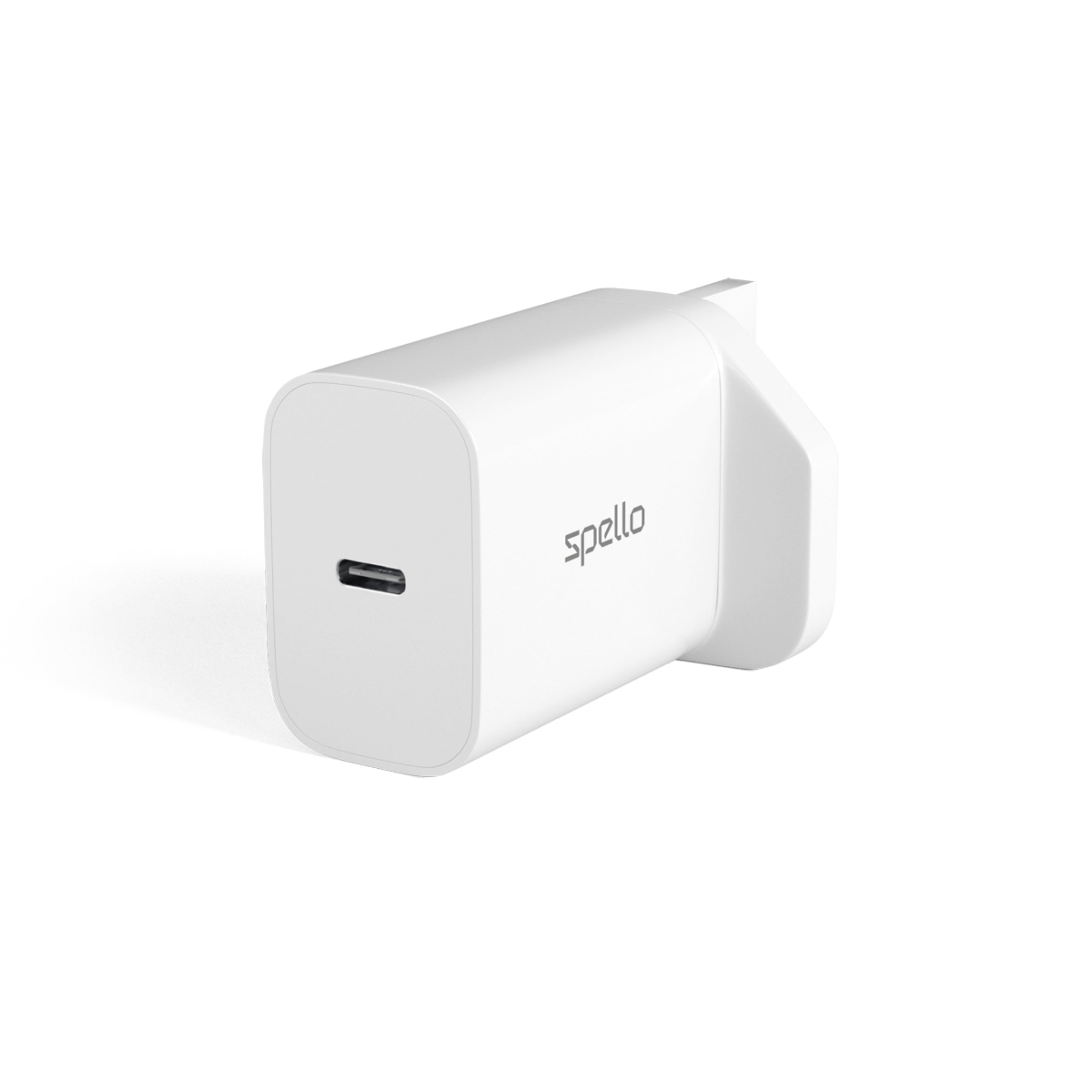 Spello 20W PD Charger mit Type G Stecker & USB-C auf USB-C Kabel