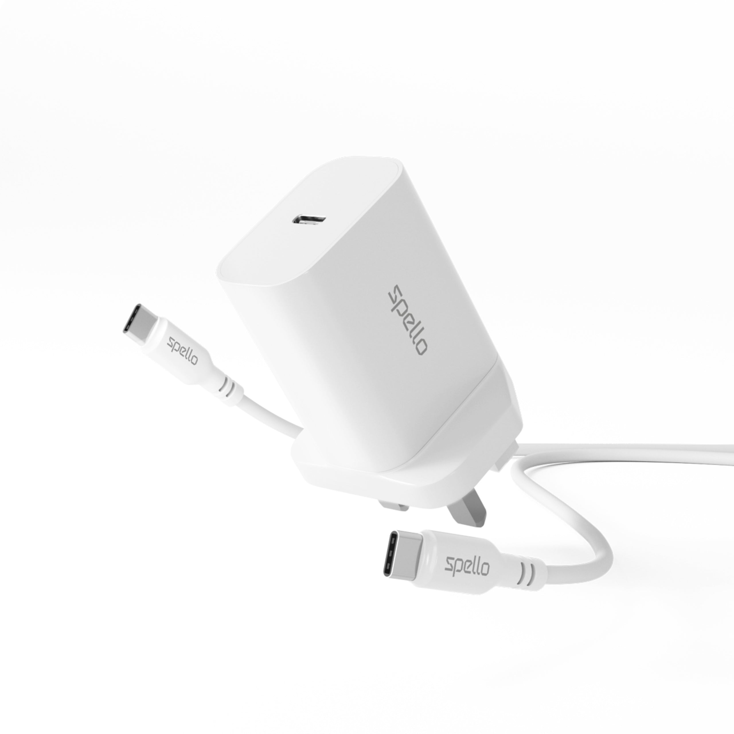 Spello 20W PD Charger mit Type G Stecker & USB-C auf USB-C Kabel