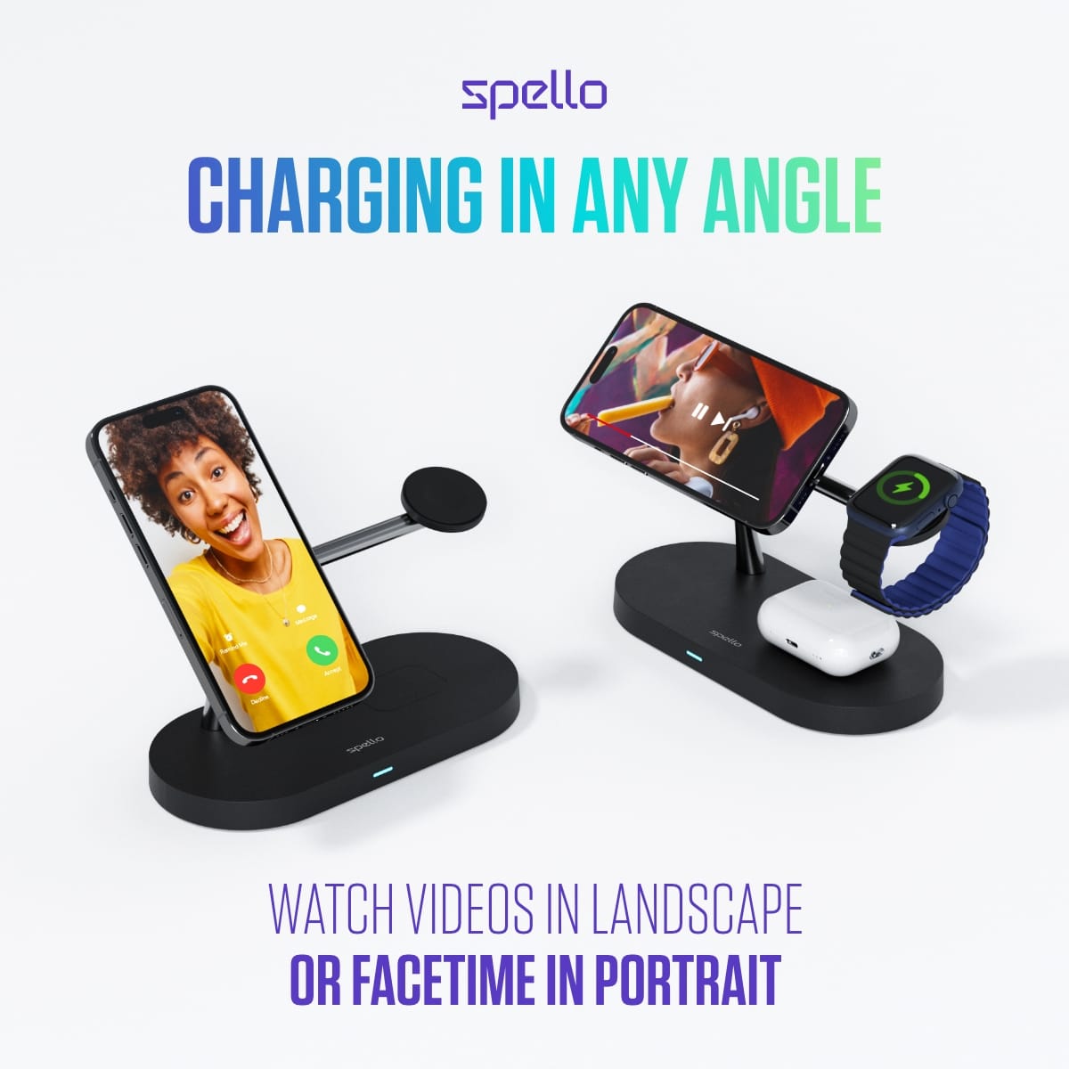 Spello 3-in-1 Magnetic Wireless Charging Stand mit MagSafe