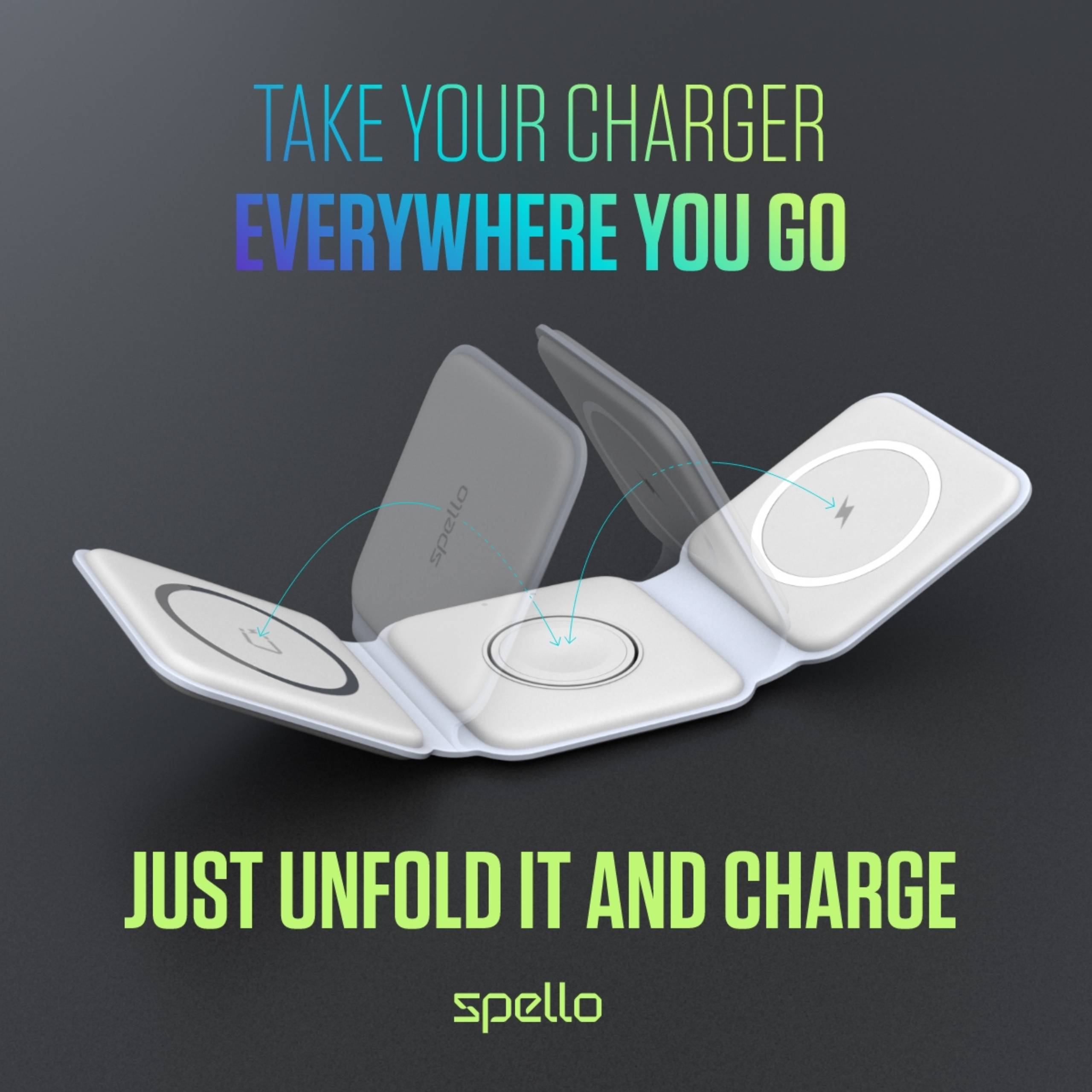 Spello 3in1 Portable Wireless Charger (MagSafe Compatible) - white